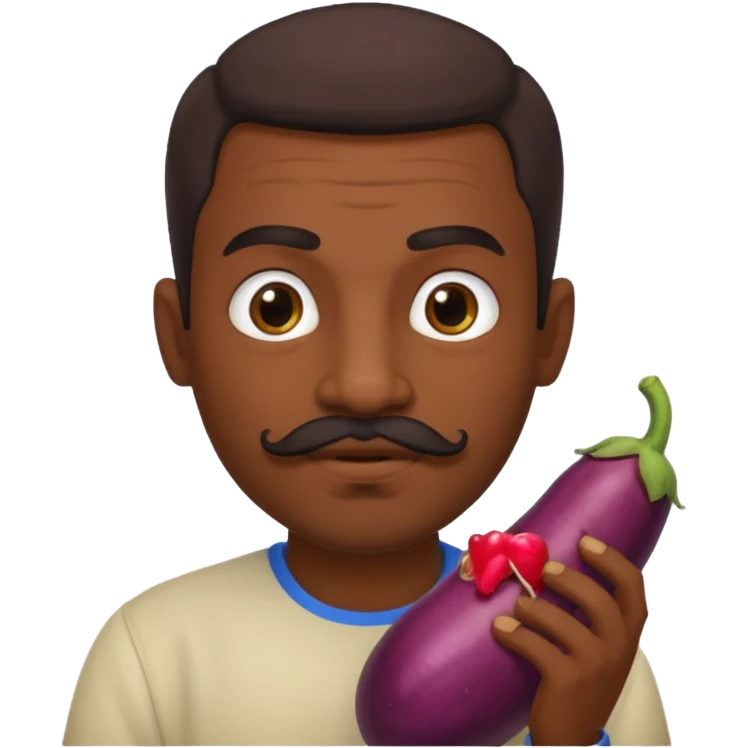 Egyptian man with moustache and goatee sucking on an eggplant  emoji