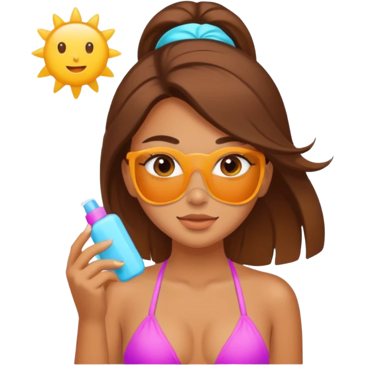 aesthetic girl in bikini with sunscreen on cheeks emoji