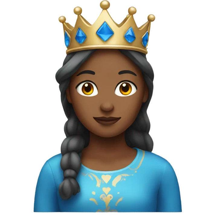 Girl wearing a blue crown emoji