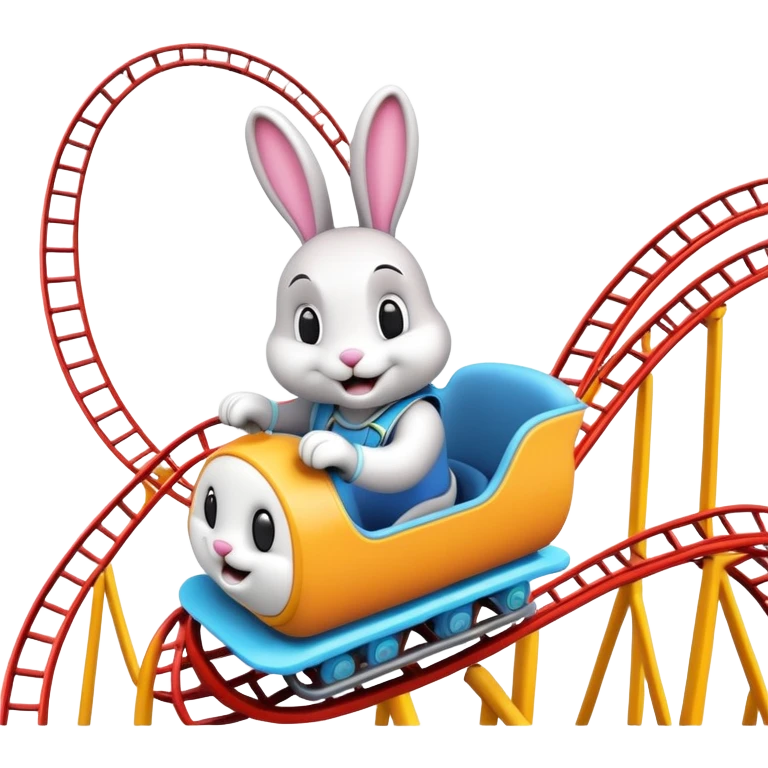 roller coaster with a bunny mascot, representing Walibi amusement park emoji