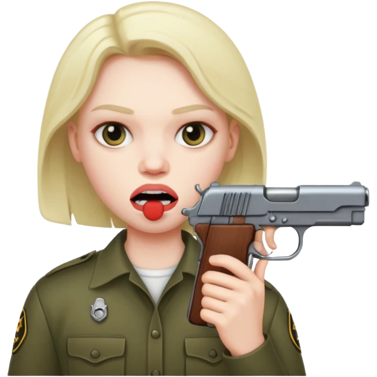 Gun in mouth emoji