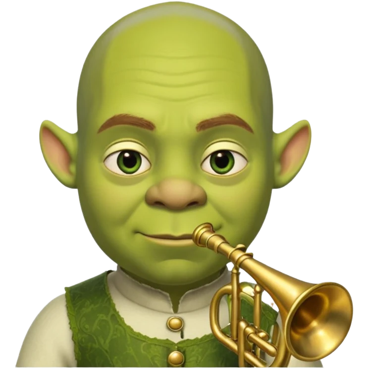 shrek sans cheveux et deux petites oreilles en trompettes une sur chaque cote de son crane emoji