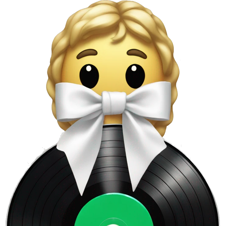  vinyl record with white bow emoji