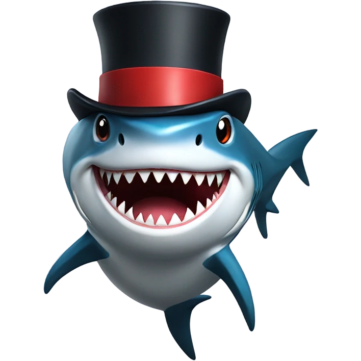 Shark with a top hat emoji