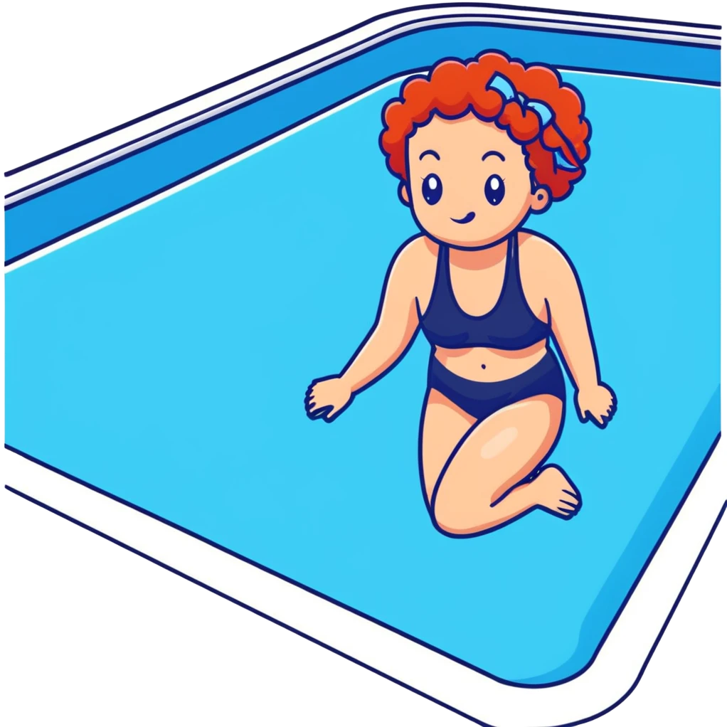 22-year-old white female athlete swimmer with curly red hair about to enter a pool emoji