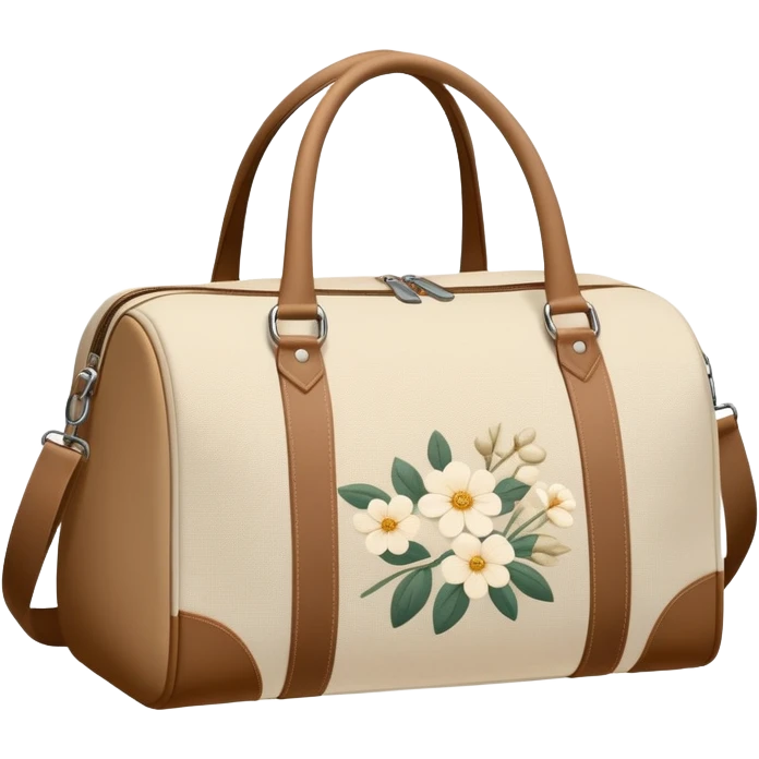 A sports bag with a pale beige print in a small flower emoji