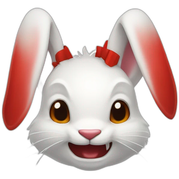 evil white rabbit with sharp fangs with red around mouth emoji