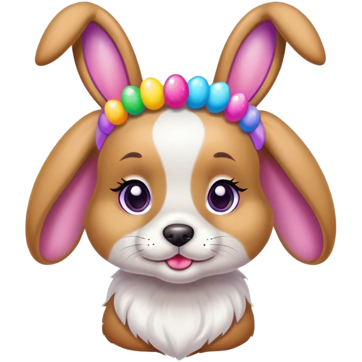 Lisa Frank Easter bunny headband on dog Face emoji