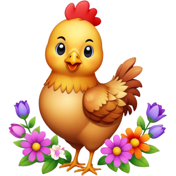 Chicken with flowers emoji