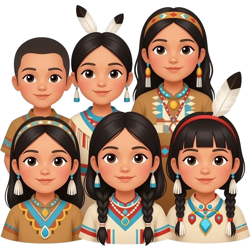 Native American group of children emoji