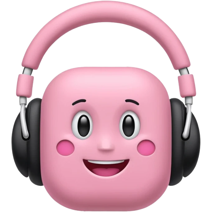 Create a pink happy circle emoji who listens to music on AirPods Max  emoji