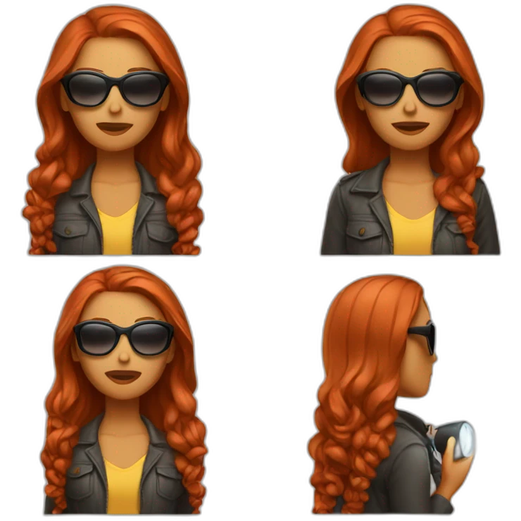 woman-with-long-red-hair-sunglasses-and-flashlight emoji