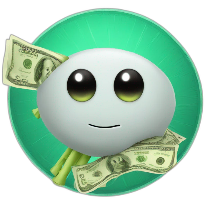 a cricket with money emoji