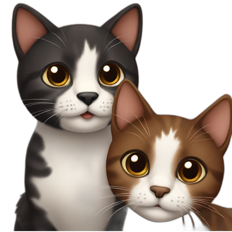 two black and brown cats in love emoji