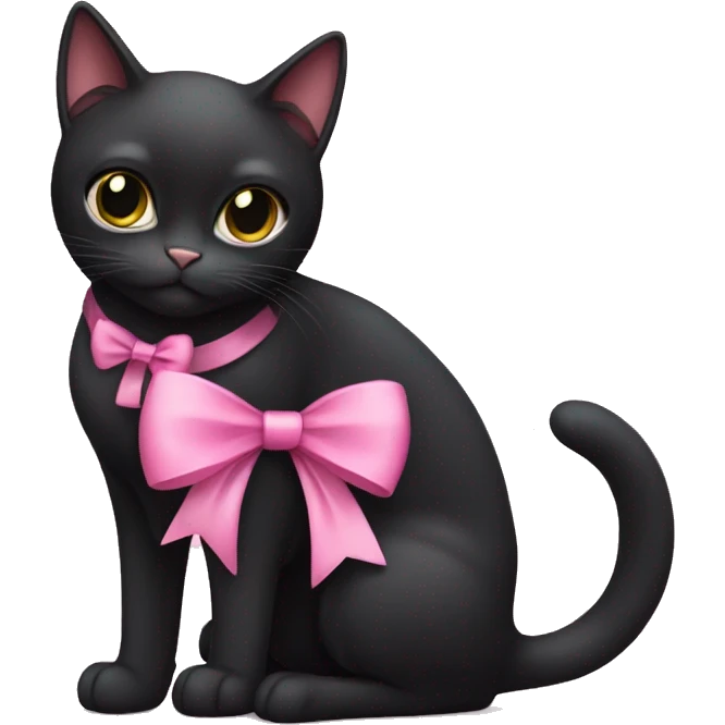 Black cat with pink bow emoji