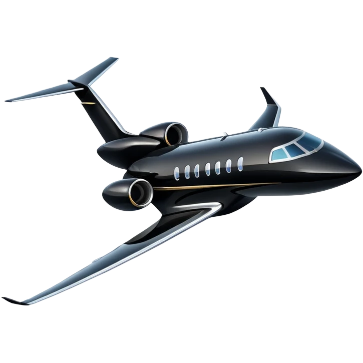 black private jet flying upward to the left. emoji