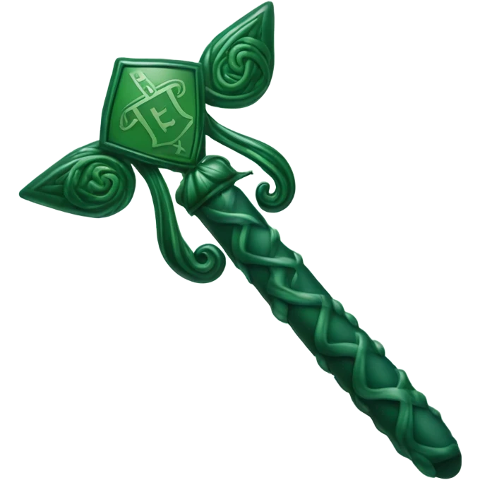 dark green magic wand Slytherin emoji