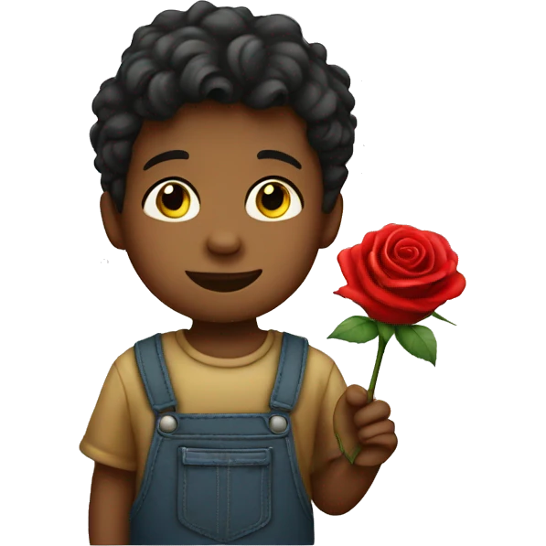Little boy holding rose emoji