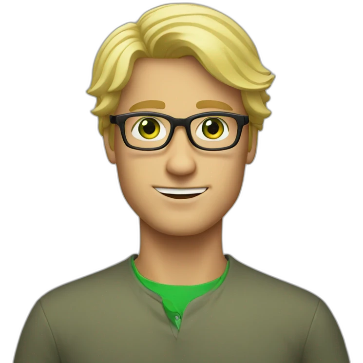 blond man with glasses green eyes emoji