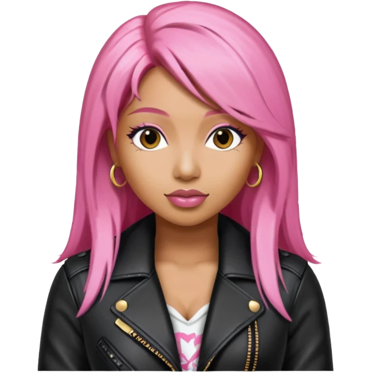Nicki Minaj pink hair wear leather jacket emoji