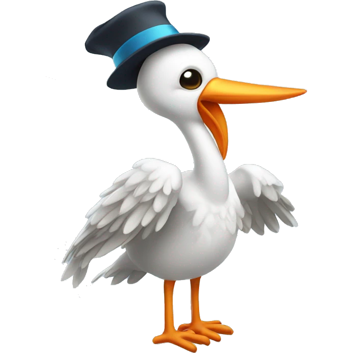 stork with  hat and  magic wand emoji