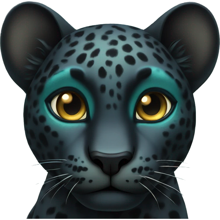 winged black leopard with turquoise eyes flying emoji