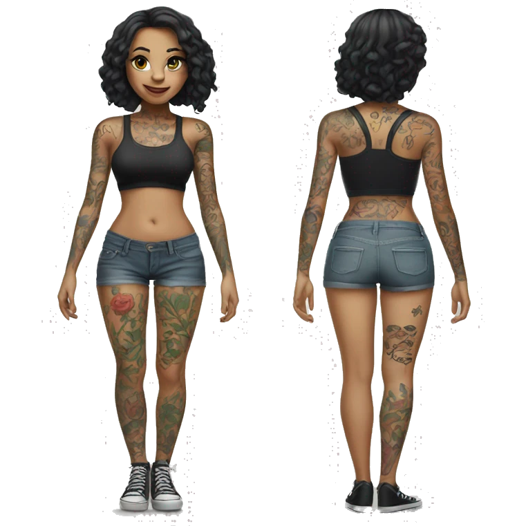 Full body Tattooed girl emoji