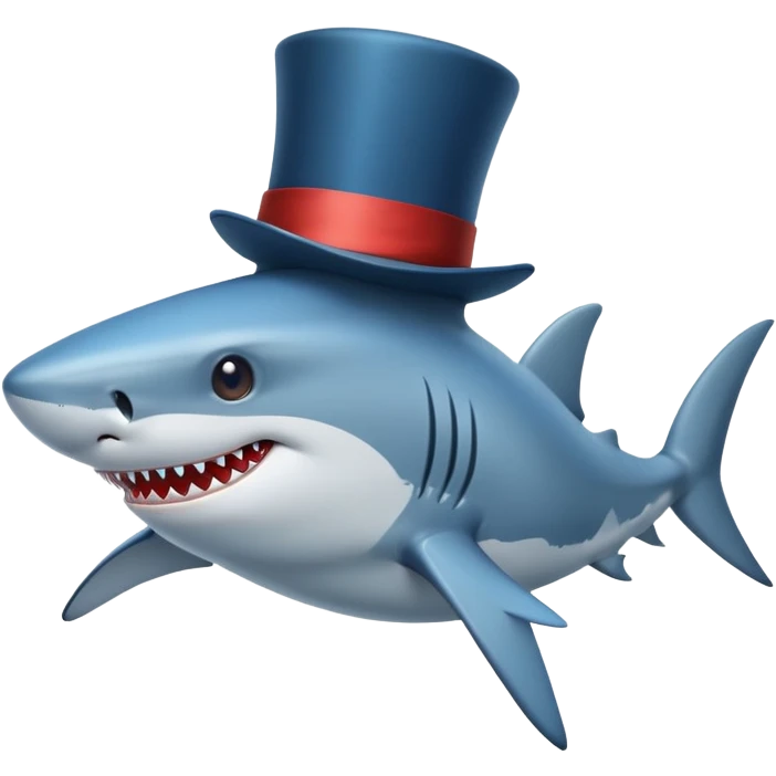 Shark with a top hat emoji