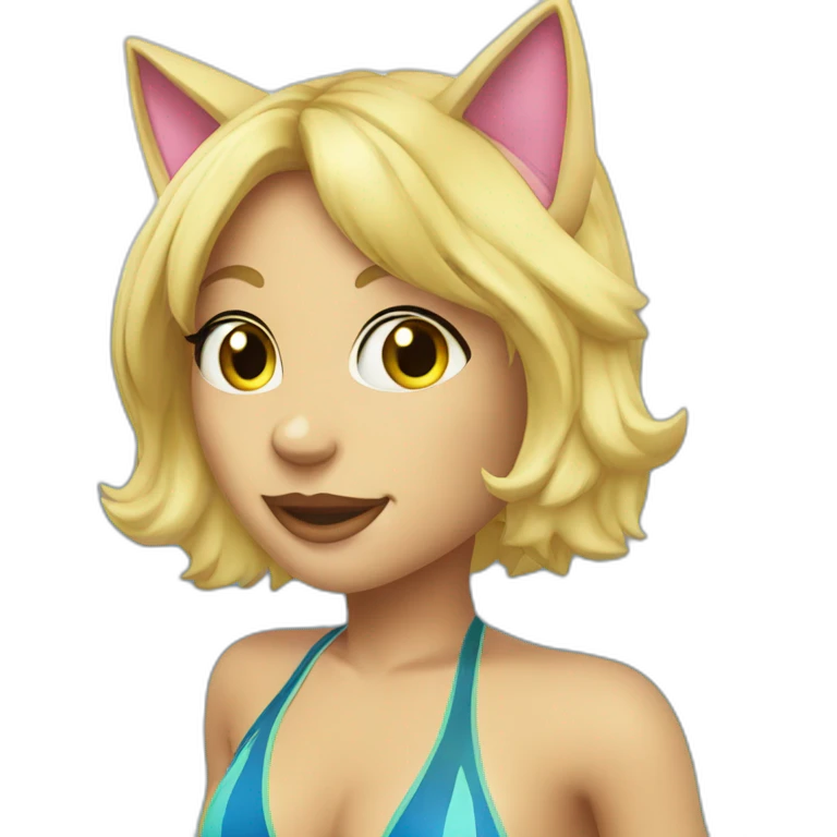 hot catgirl blonde swim suit emoji