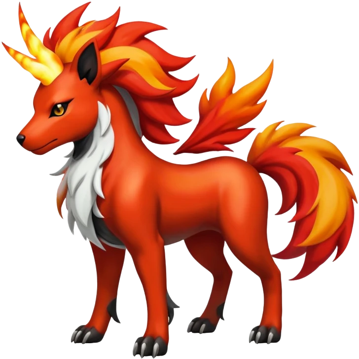 Shiny Exotic Gothic Rapidash-Houndoom-Arcanine-Pokémon-Fakémon-hybrid-creature emoji