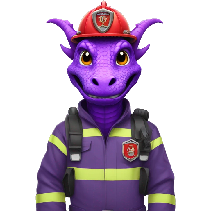 Purple dragon with Firefighter helmet and element emoji