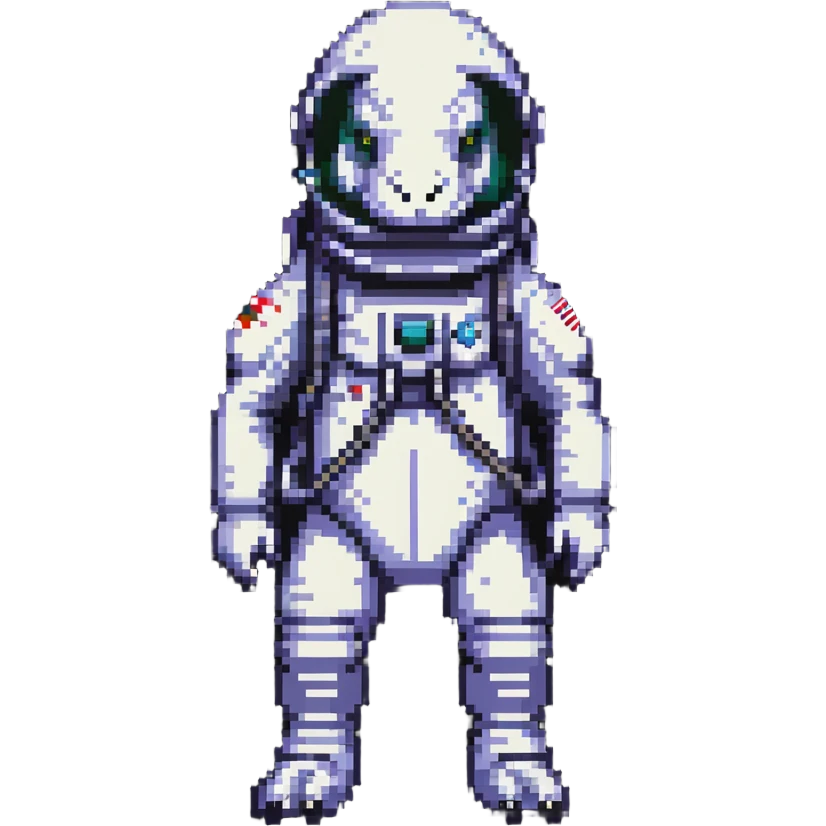 pixel art t-rex astronaut with a space helmet emoji