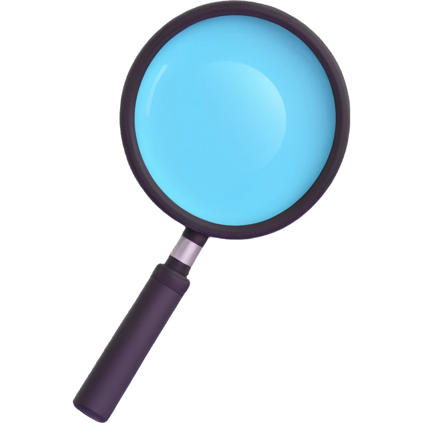 classic magnifying glass with round glass part and short black handle emoji