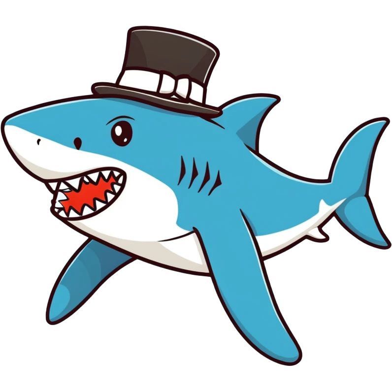 Shark with a top hat emoji