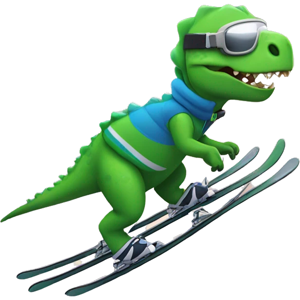 Dino skiing emoji