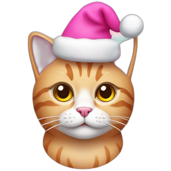 pink cat with christmas hat emoji