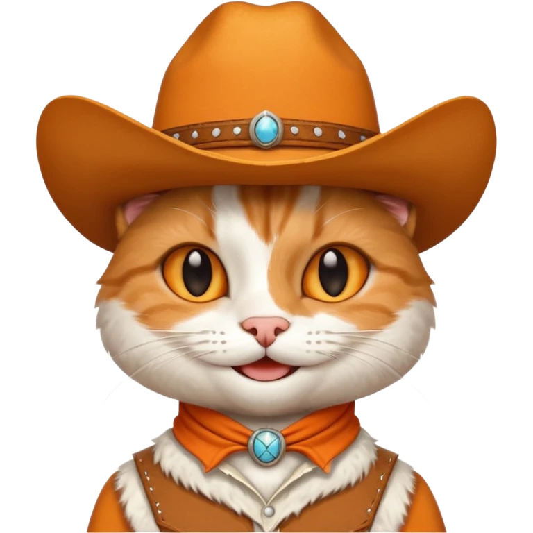 smiling cat in western cowboy outfit emoji