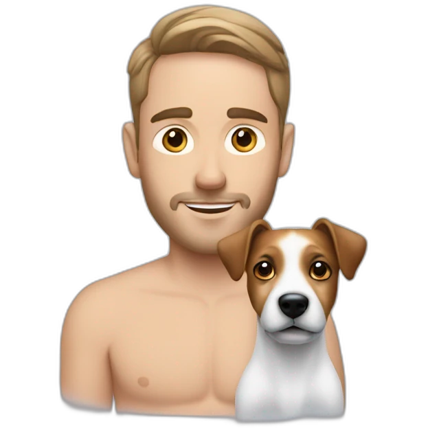 Fair skin man with jack russsell dog emoji