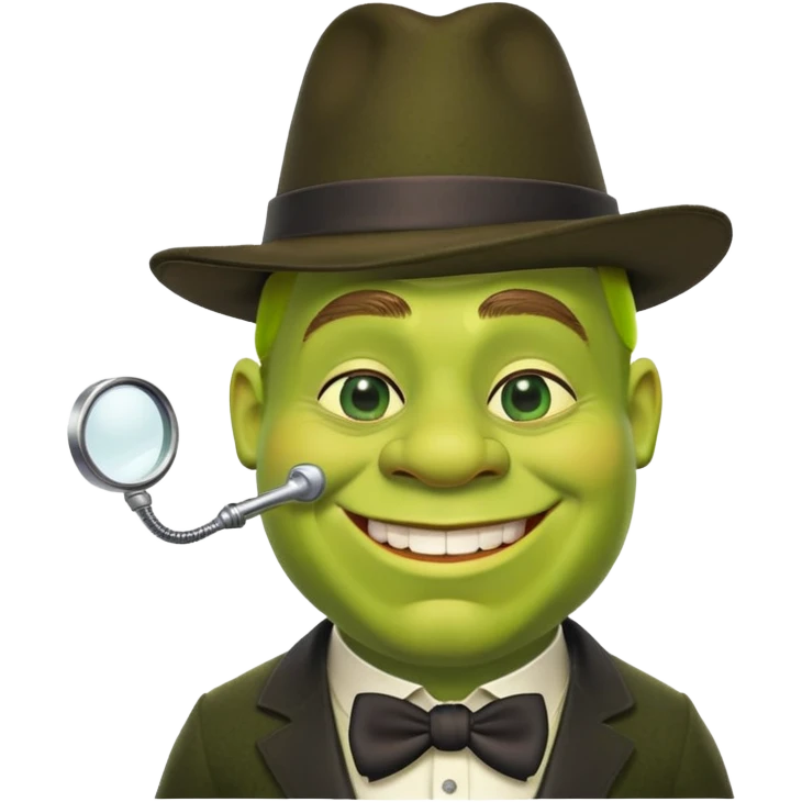 Shrek with a monocle and a mafioso hat emoji