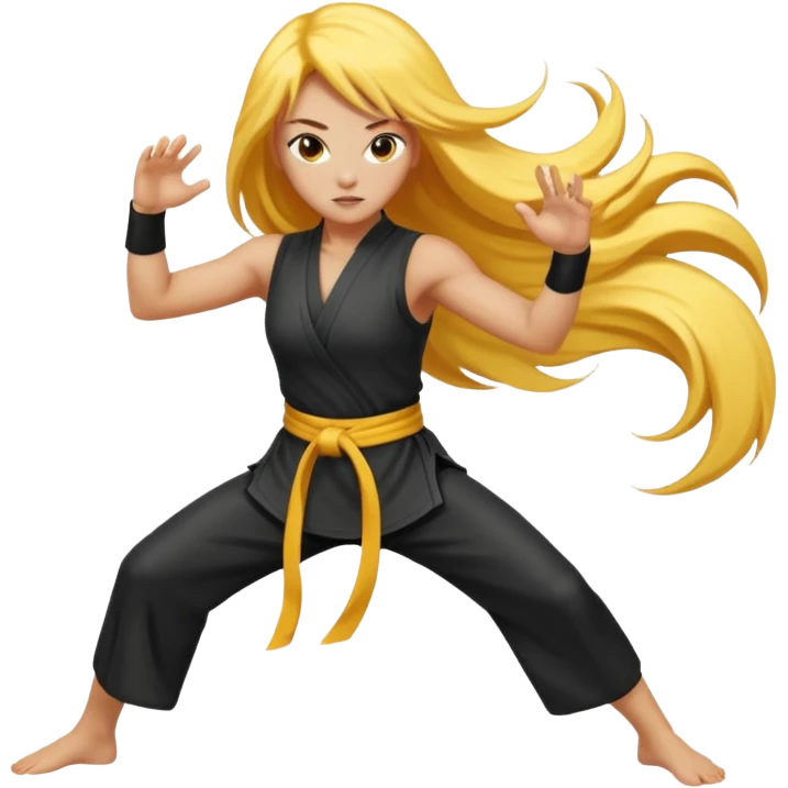sexy girl with long yellow hair, kung fu emoji