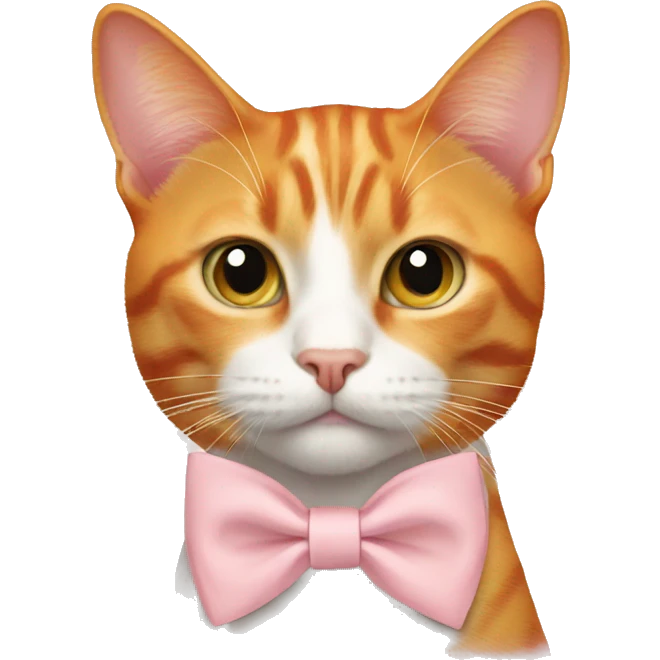 Orange cat with light pink bow tie emoji