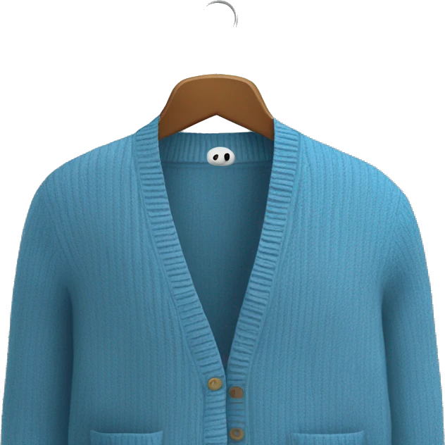Blue cardigan on a clothing hangar emoji
