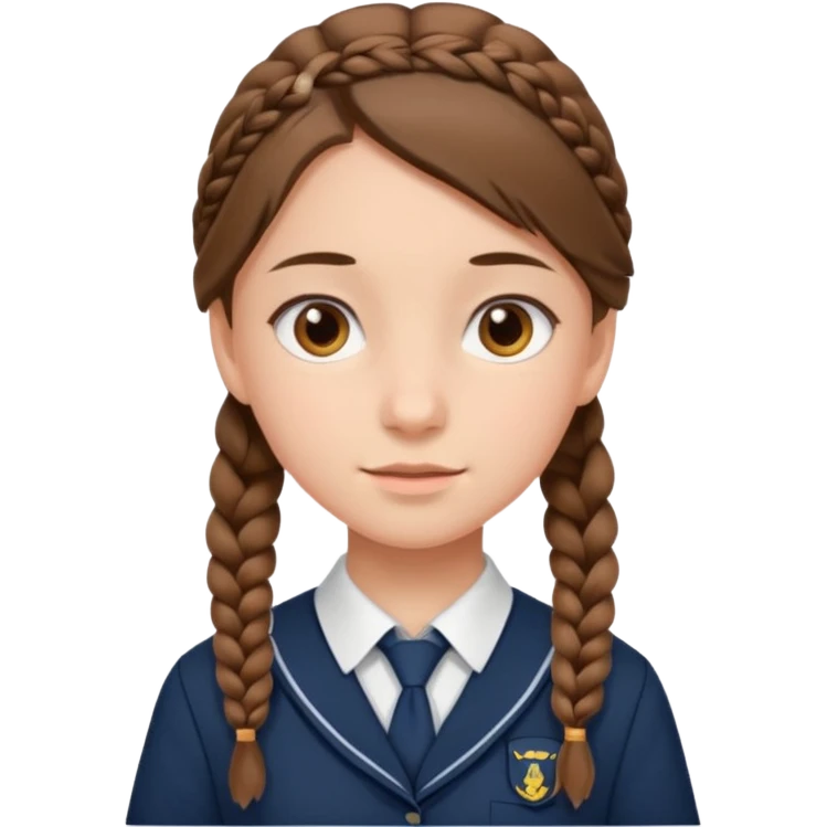 student, brown braid hair girl kid, school uniform emoji