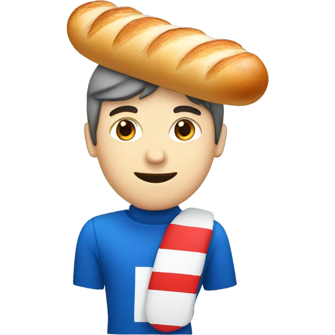 A French man with a baguette and blue white red emoji