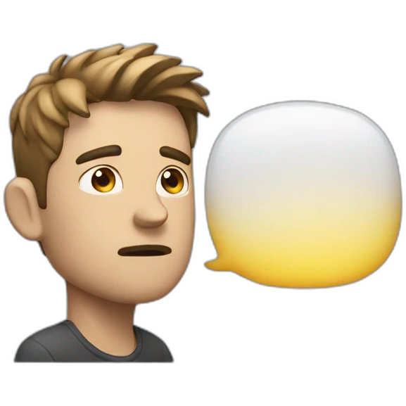 guy thinking with thought buble emoji