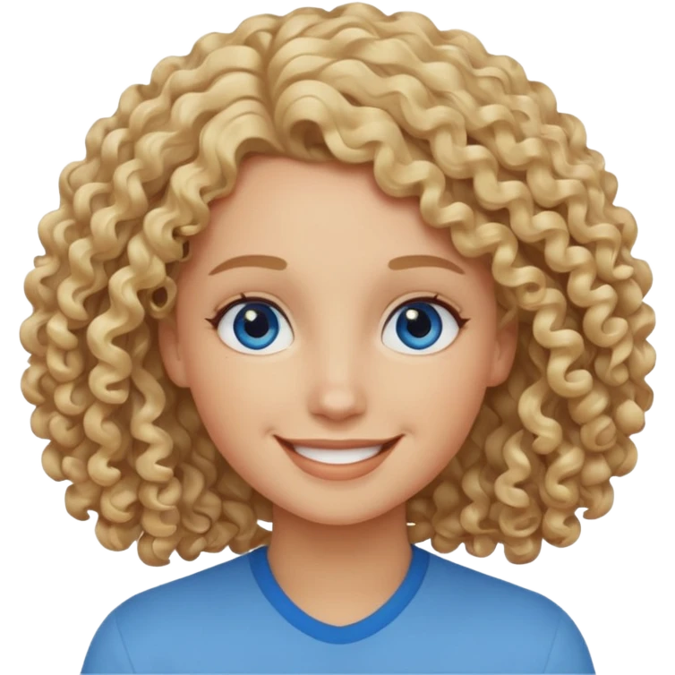 Curly blond blue eyes. Long hair cool beige blond emoji