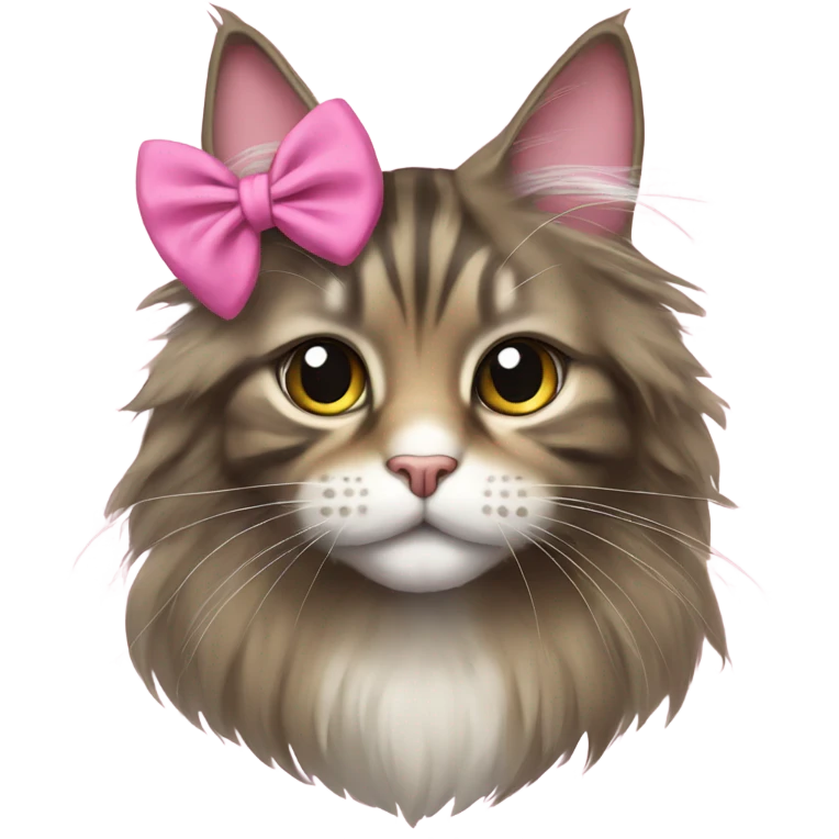 Maine Coon girl with pink bow emoji