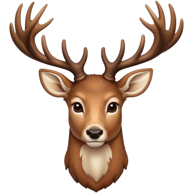 Cinematic Noble Deer Portrait Emoji, Poised and regal, with a graceful, slender build and a dappled coat of warm browns and creams, elegant antlers crowning its head, deep-set soulful gentle eyes, Simplified yet sharp and sophisticated features, highly detailed, glowing with a soft, dignified glow, high shine, intelligent and serene, stylized with an air of forest majesty, focused and attentive, soft glowing outline, capturing the essence of a watchful woodland guardian, so majestic it feels as though it could gracefully leap out of the screen with effortless authority! emoji