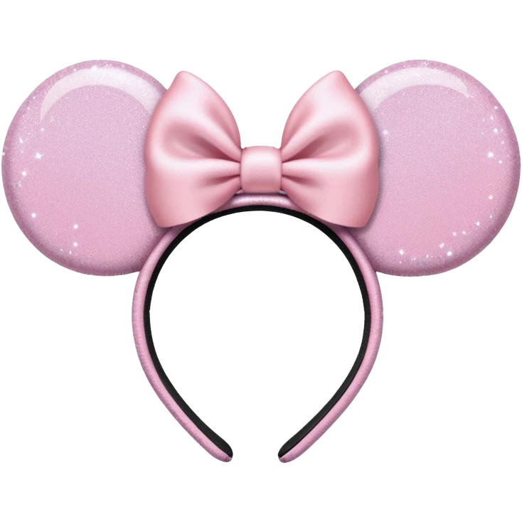 Pastel pink Minnie Mouse ears headband with glitter emoji