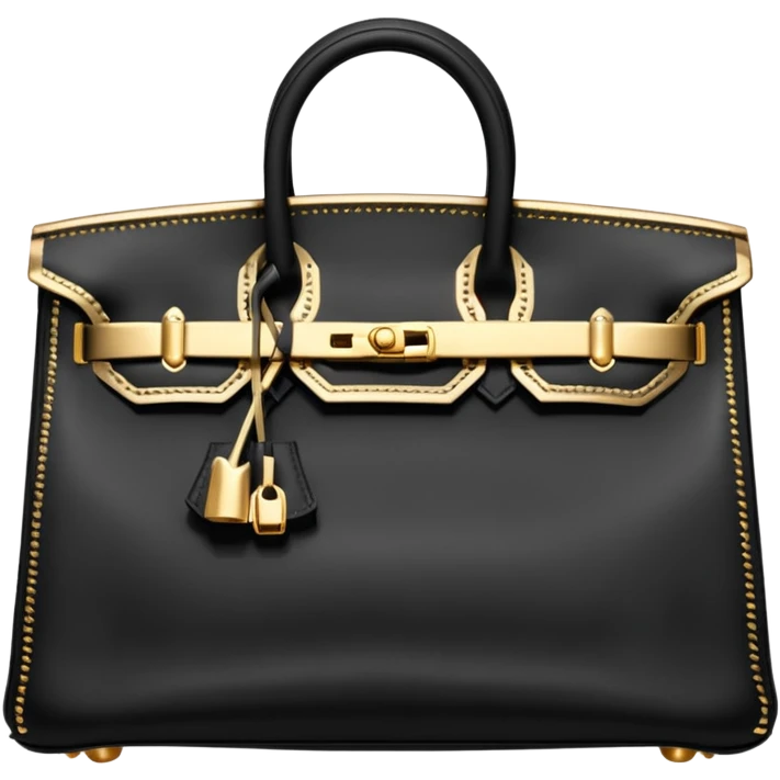 balck birkin with gold stitching bag emoji